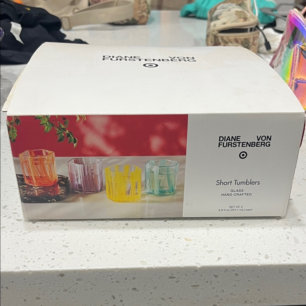 Limited Ed Diane Von Furstenberg Colorful Tumblers Set - short tumblers